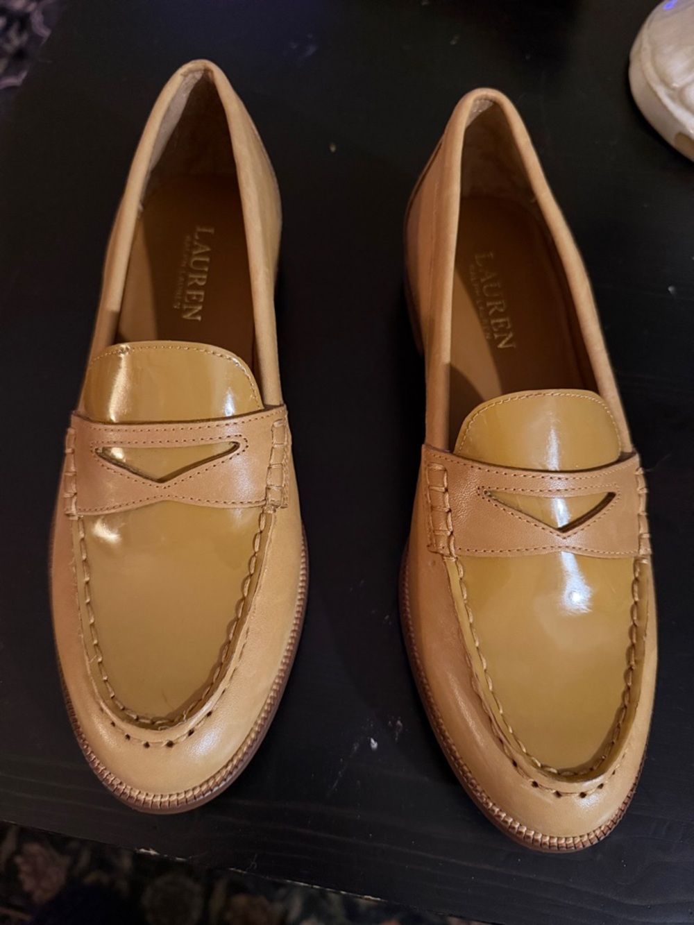 Lauren Ralph Lauren Tan/Camel Leather Penny Loafers